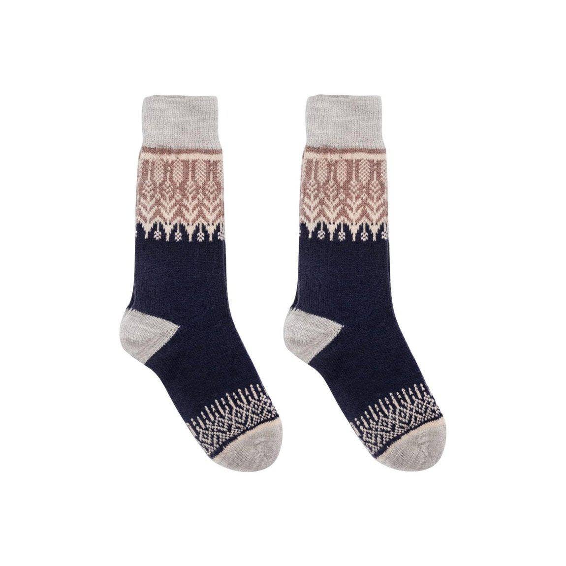 Nordic Socks Merino Wool in PERFORM™ (Yule - Navy) - Unisex: Medium