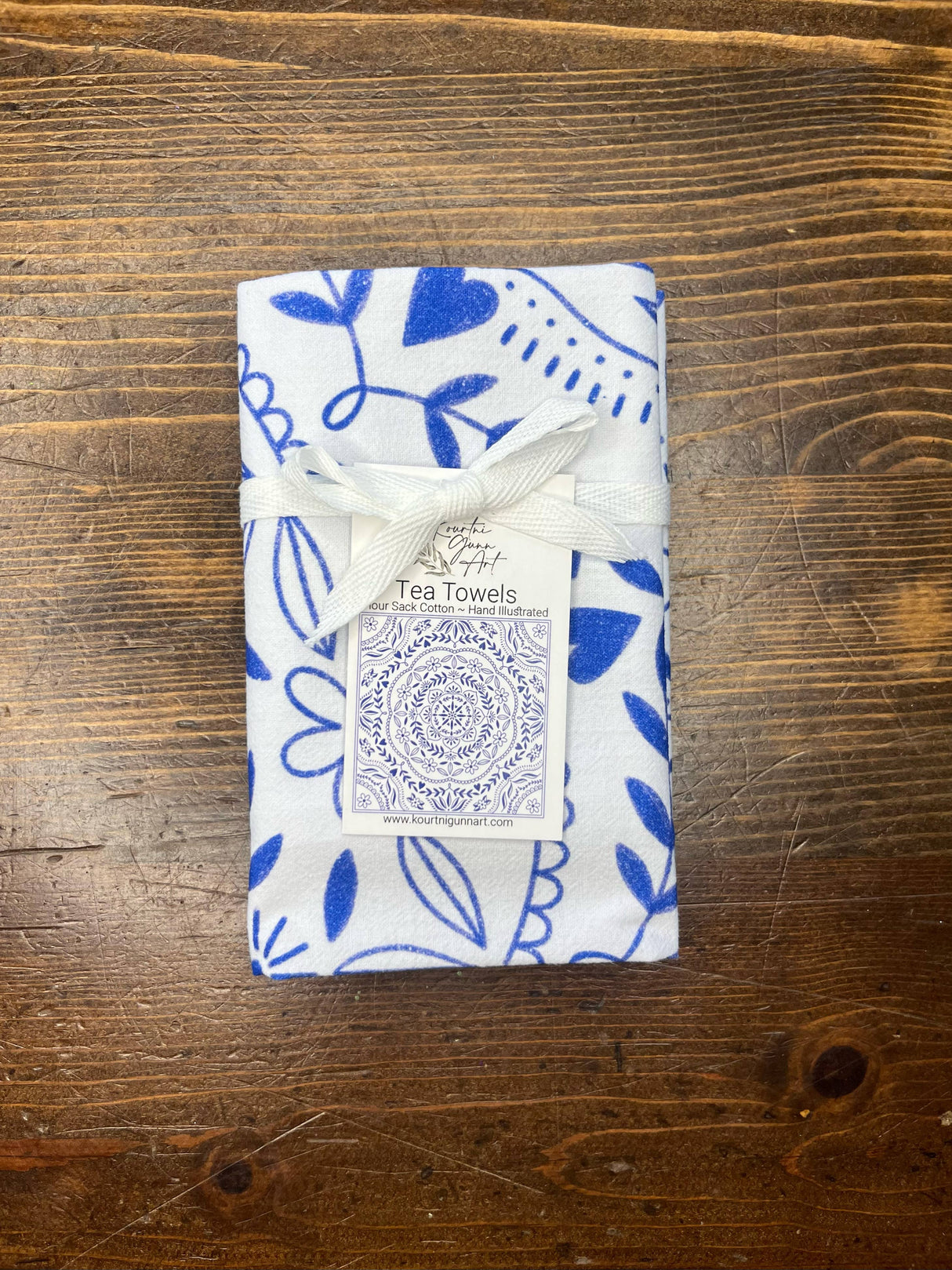 Mandala Flour Sack Towel | Blue and White Tea Towel
