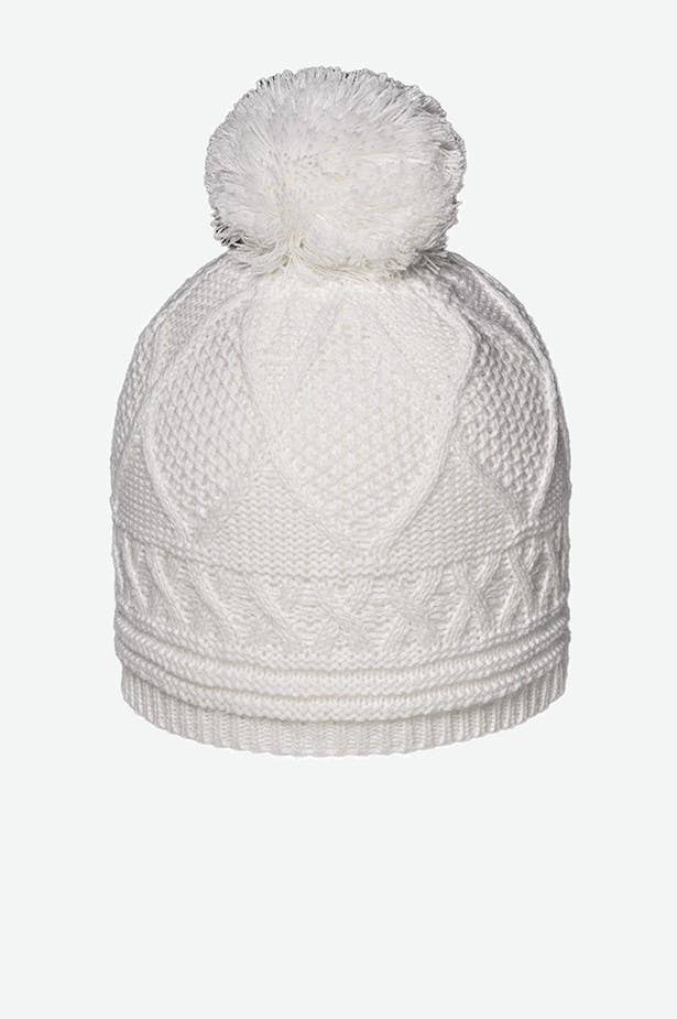 CANADA-MADE RECYCLED POM BEANIE: White / O/S