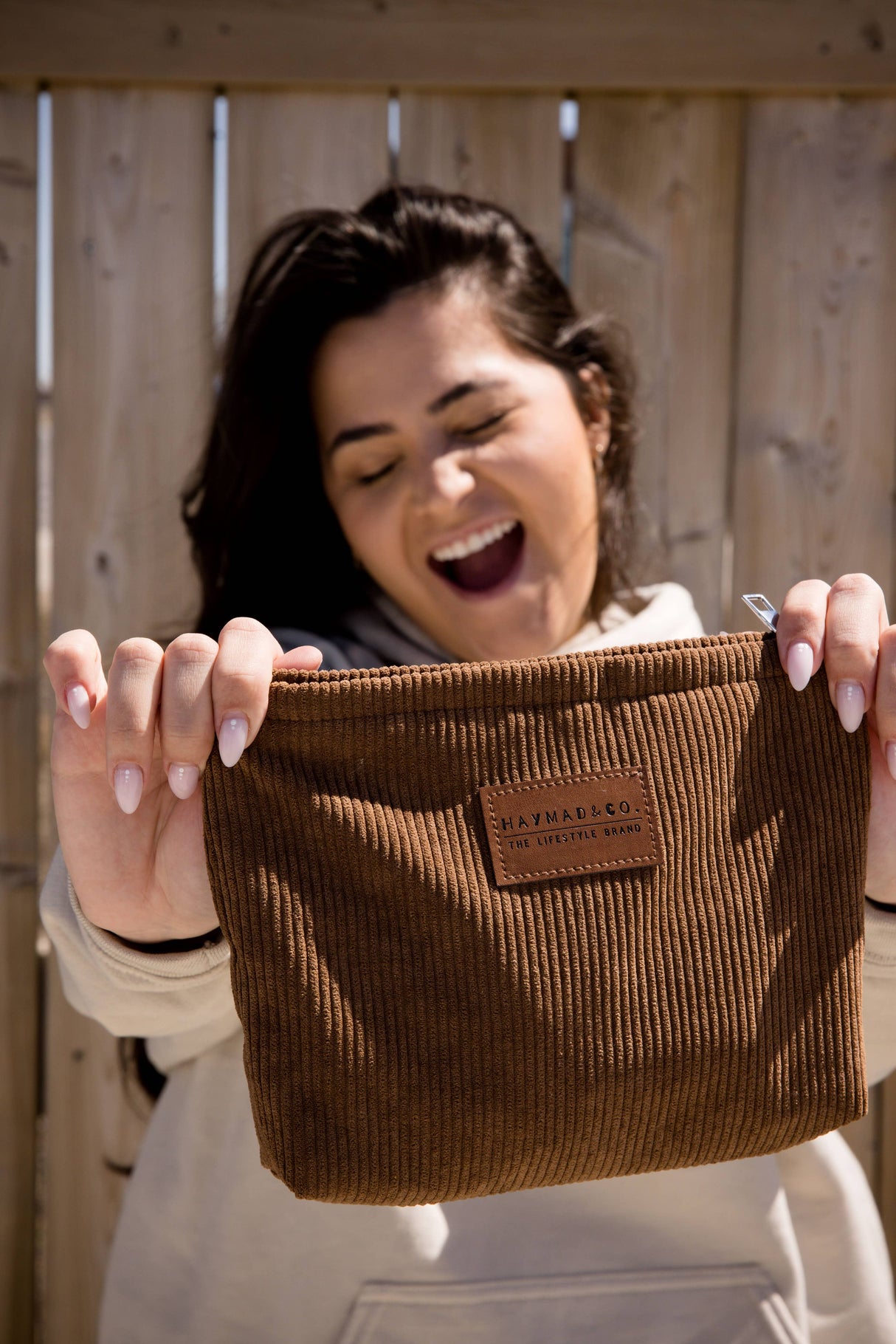 Corduroy Zipper Pouch: Black or Brown