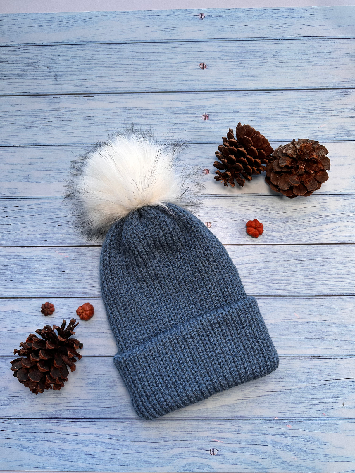 Toque with Faux Fur Pom Pom