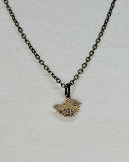 Bird Necklace: Antique Brass