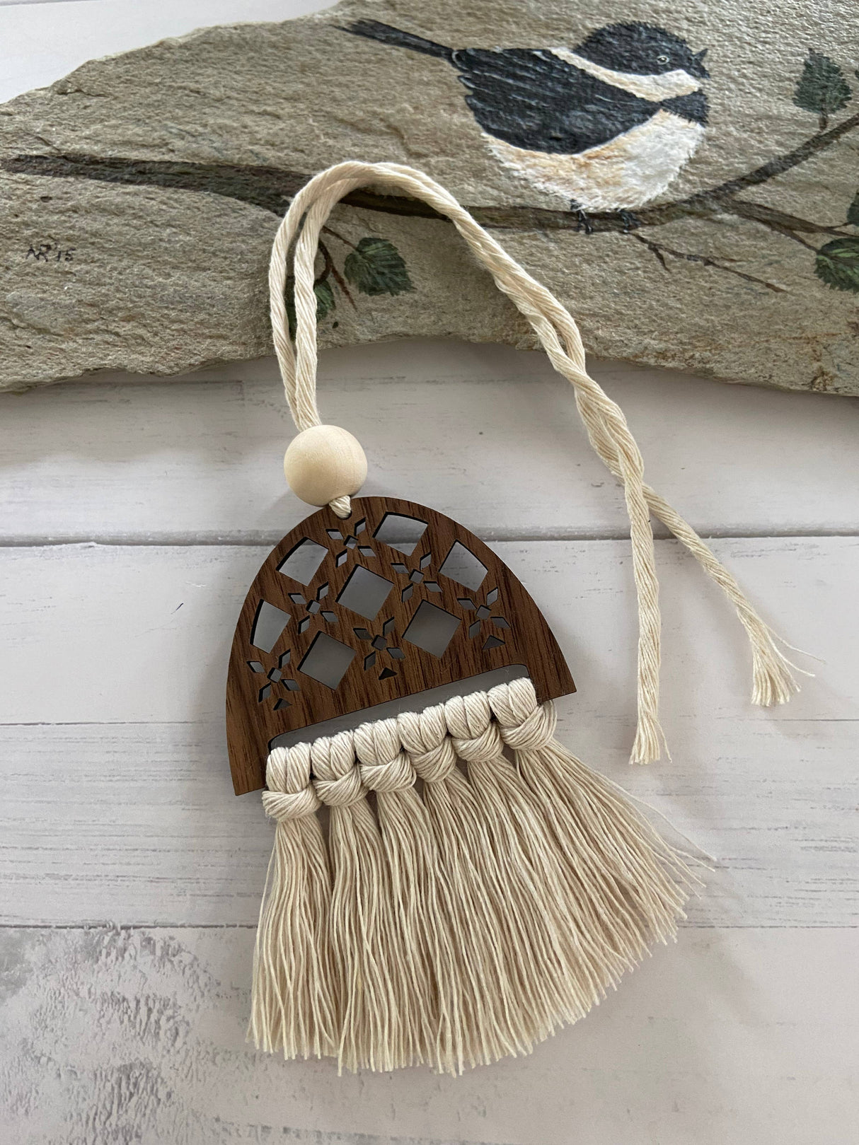 Rattan style Macrame Essential Oil Car Diffuser Charm