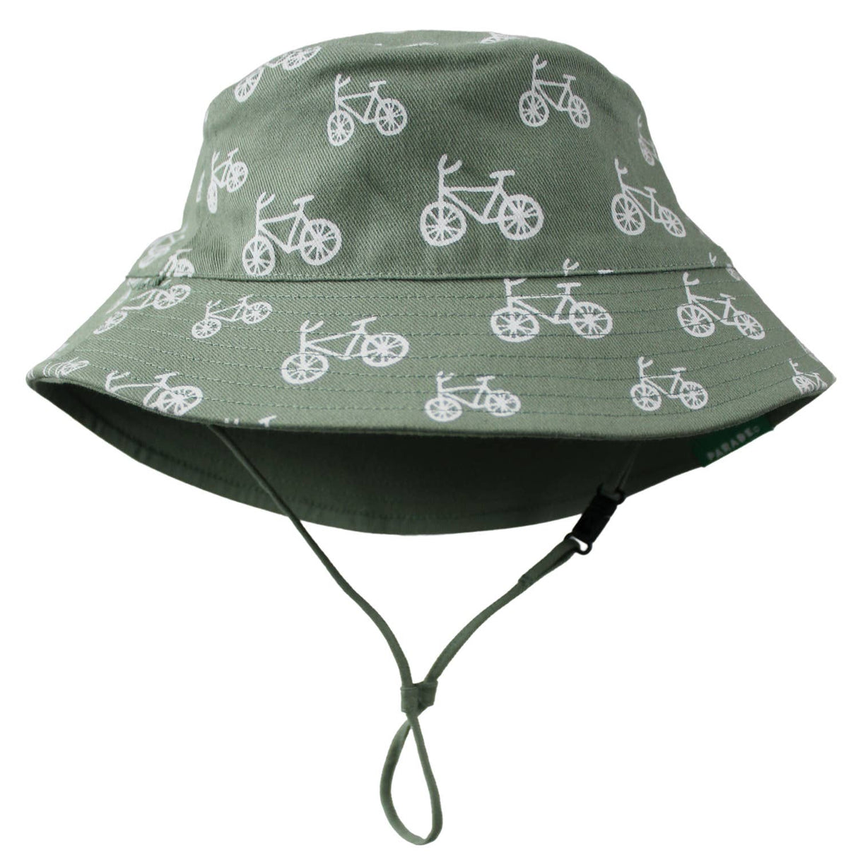 Reversible Organic Cotton Bucket Hats: Bikes and Camper Green