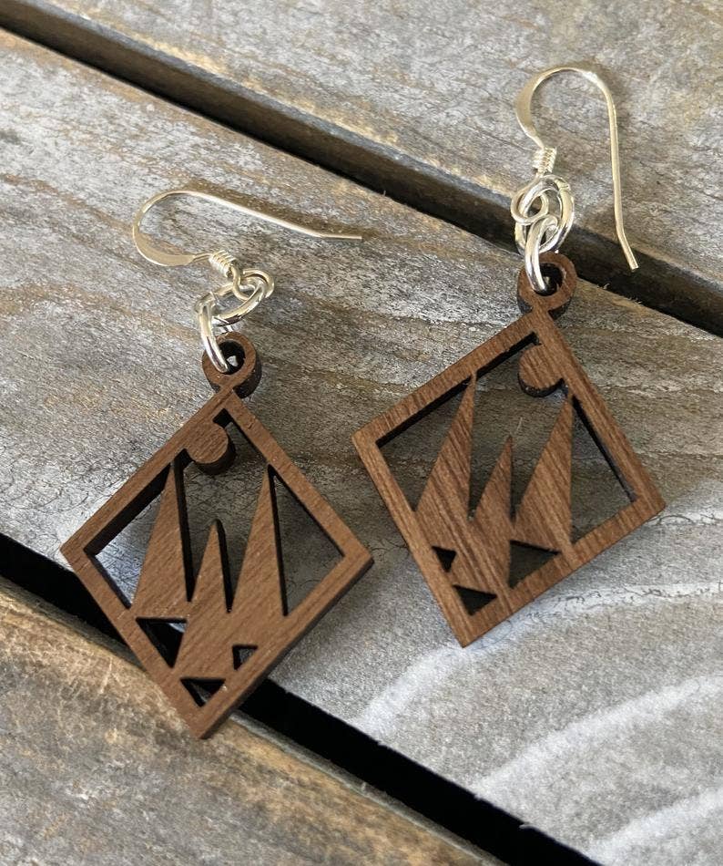 Walnut Wood Earrings - Trees
