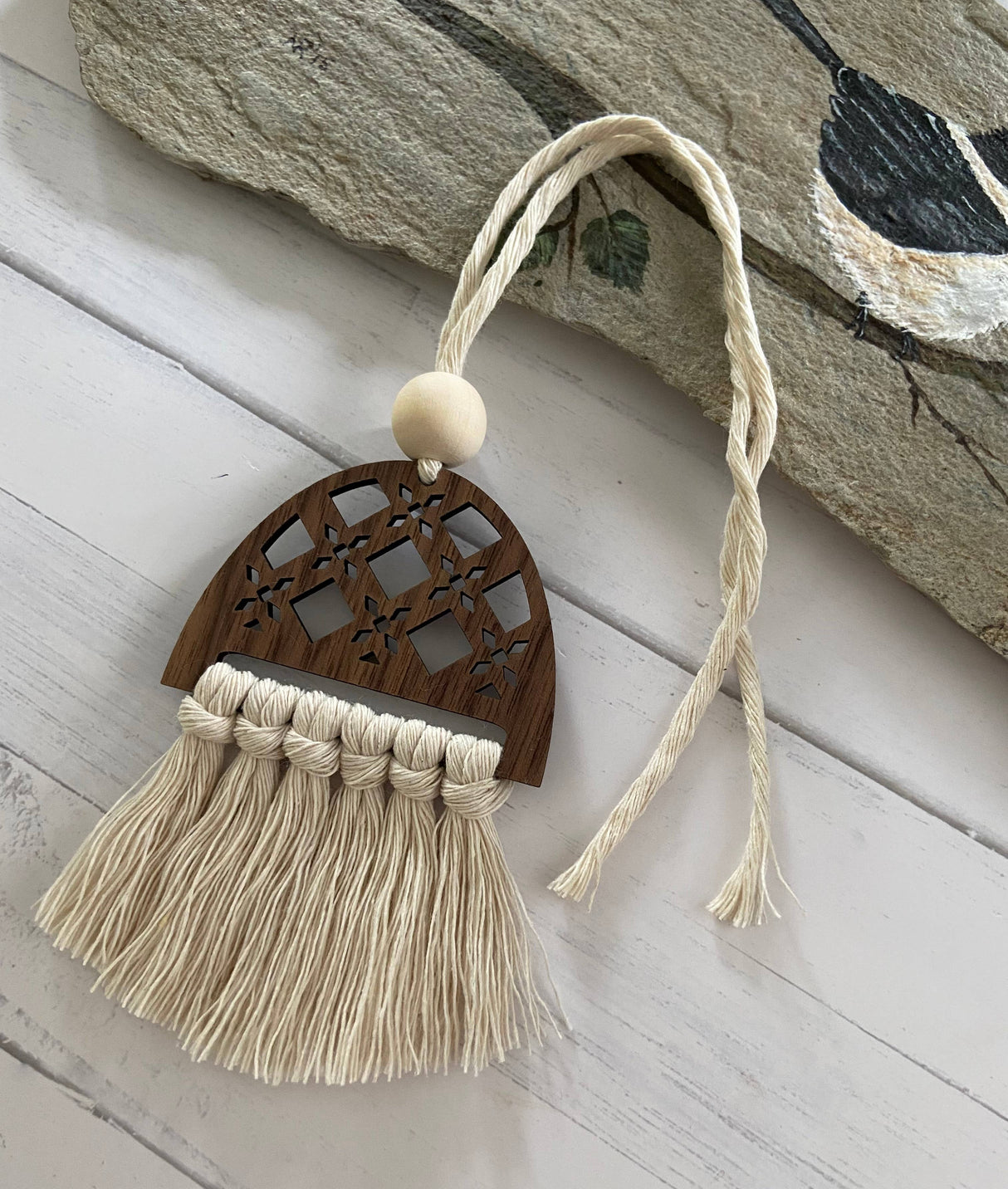 Rattan style Macrame Essential Oil Car Diffuser Charm