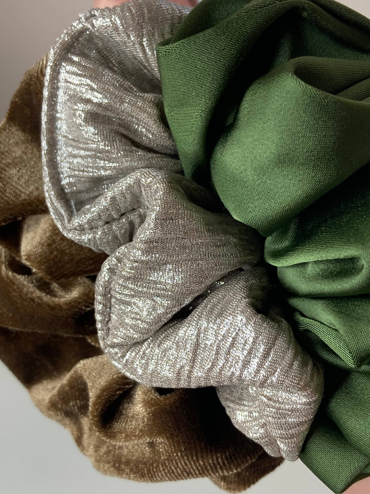 Hair Scrunchie Trio Green - Festive Collection