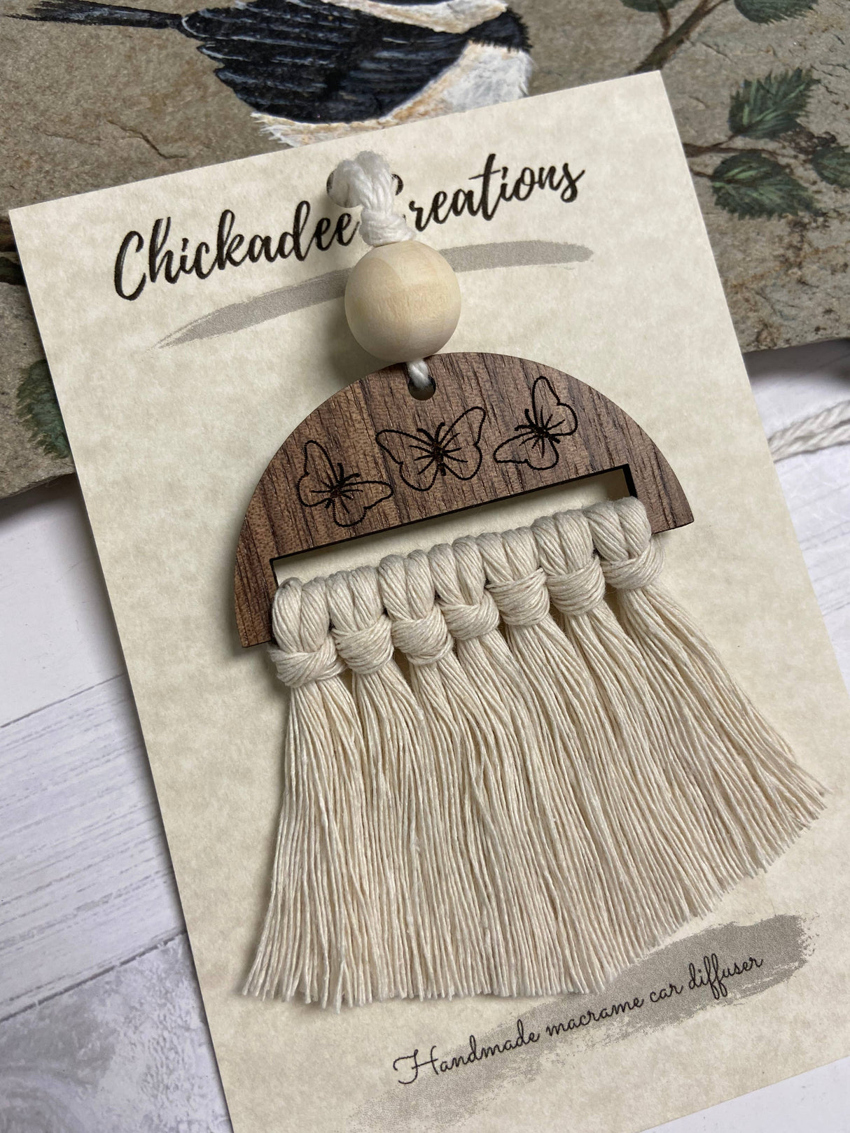 Butterfly Macrame Macrame Essential Oil Car Diffuser Charm