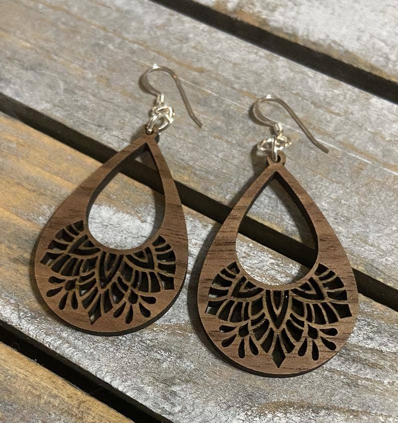 Walnut Wood Earrings - Mandela