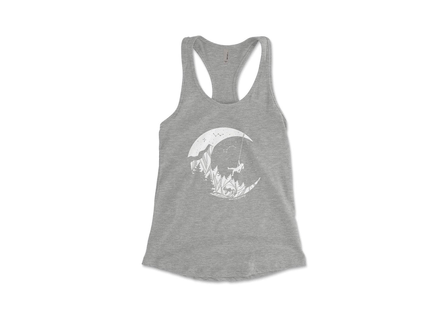 Women's Tank Top, Moon and Climber: Heather Gray