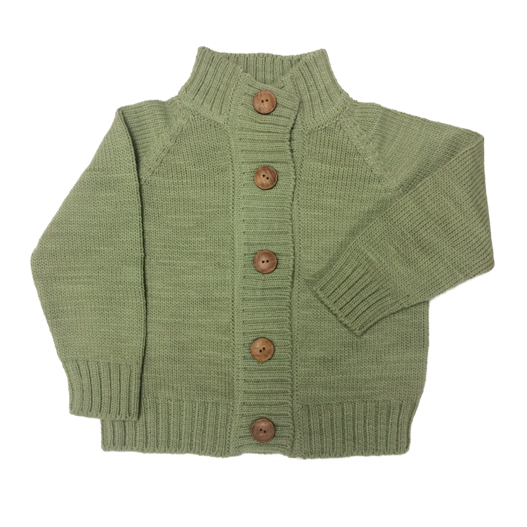 Sage Merino Wool Knit Cardigan