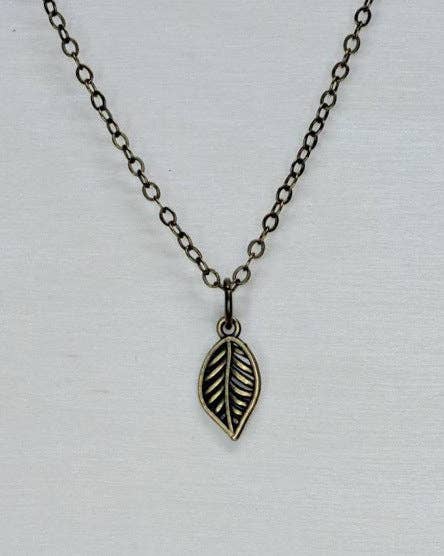 Leaf Necklace: Antique Brass