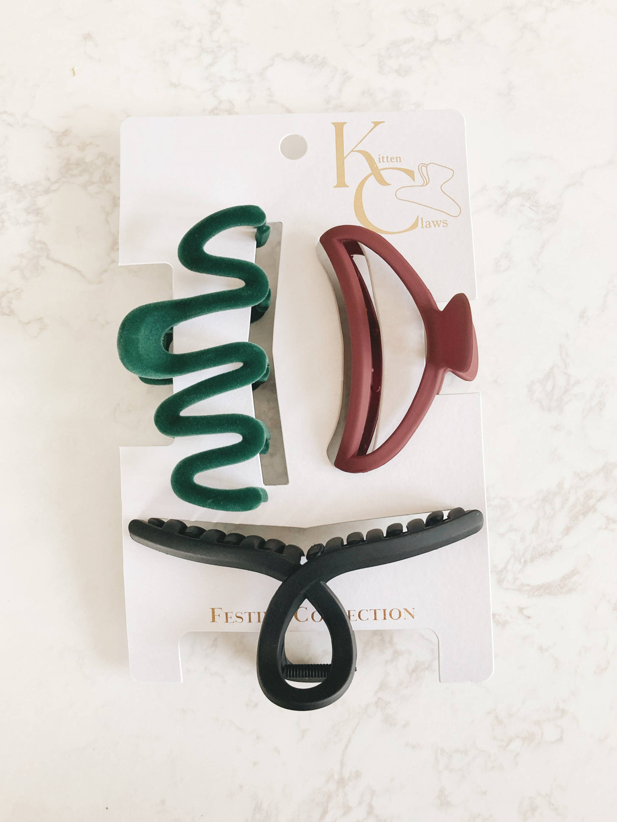 Festive Claw Clip Trio *Green