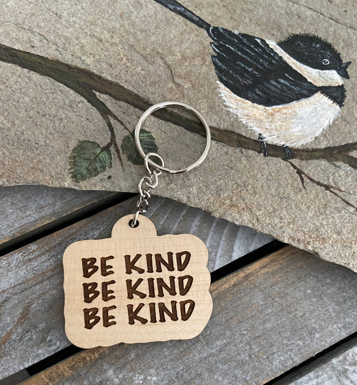 Wooden Keychain - "Be kind"