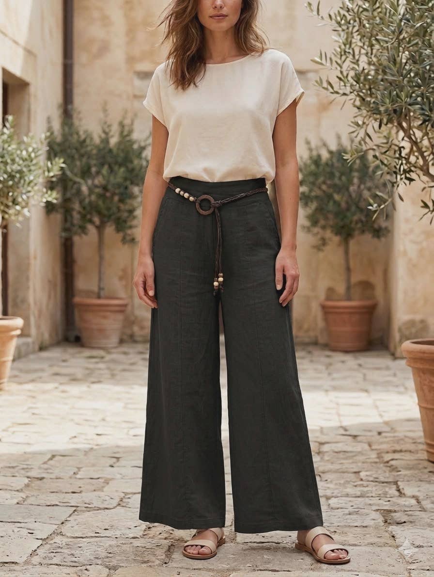 Linen Wide-Leg Pants