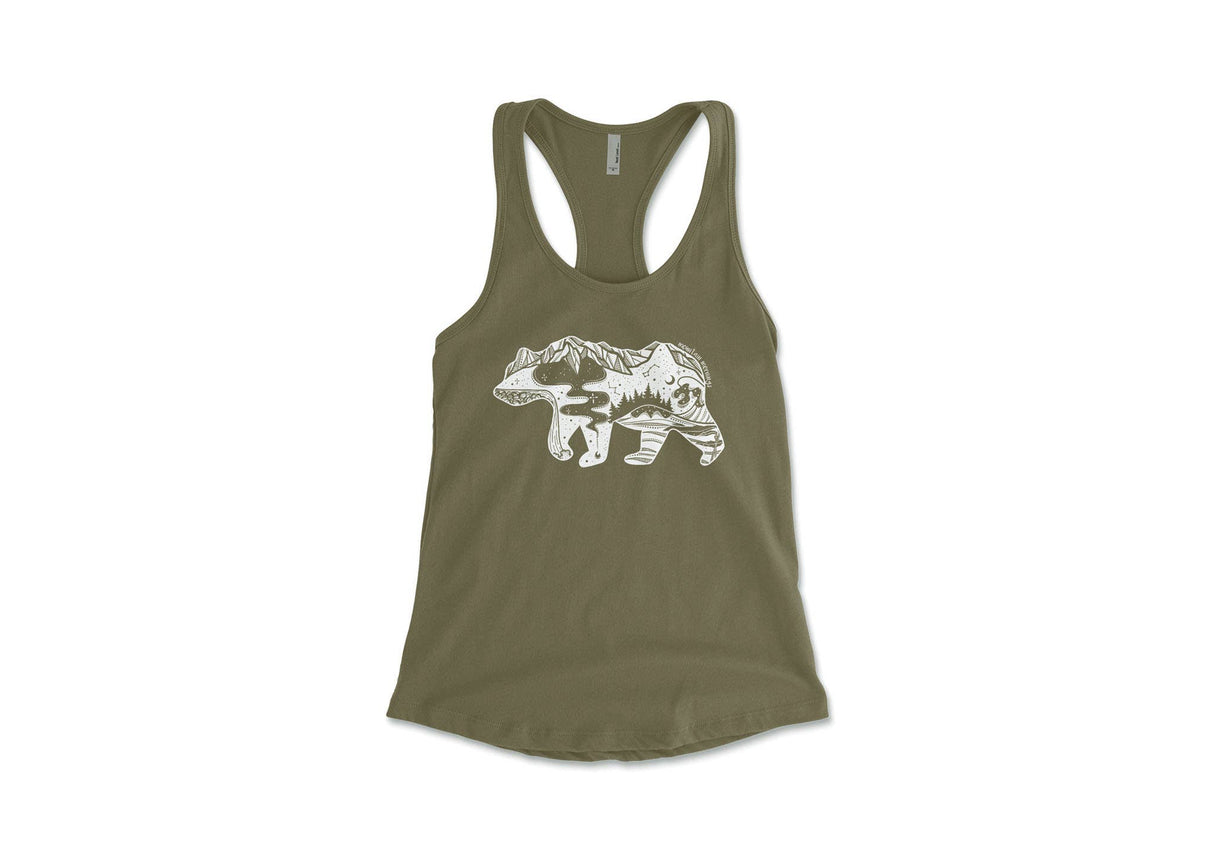 Women's Tank Top, Roaming Bear: Black