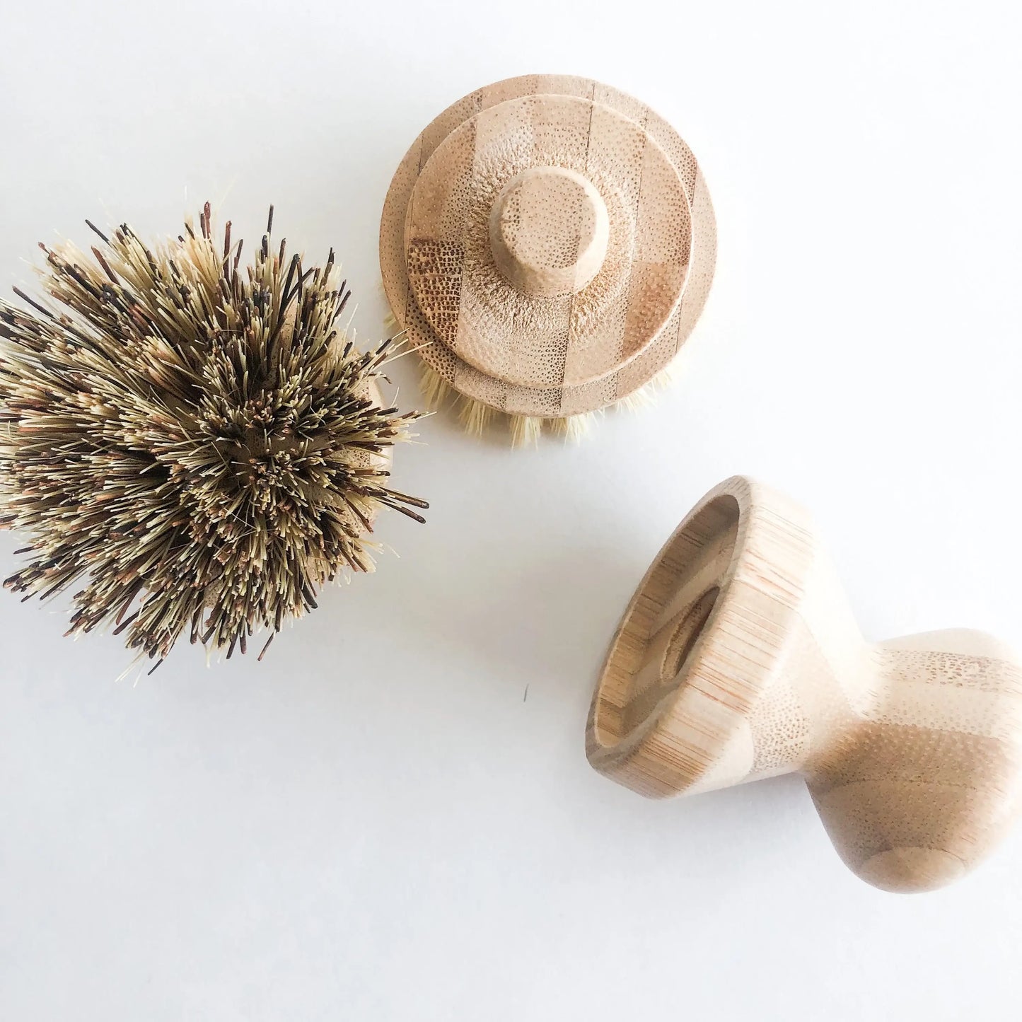 Natural Bamboo Pot & Dish Brush With Replaceable Head: Palm Brush
