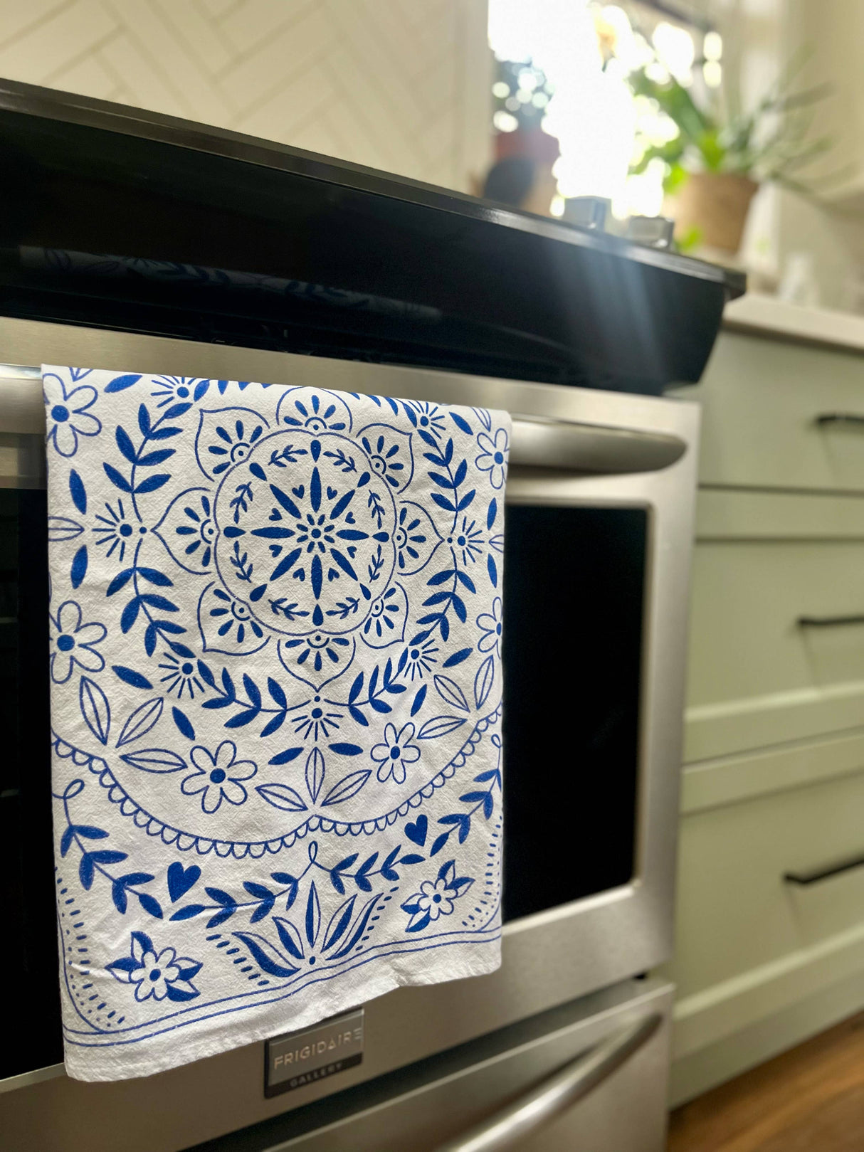 Mandala Flour Sack Towel | Blue and White Tea Towel