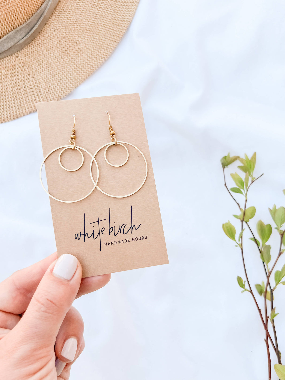 Brass Double Circle Earrings