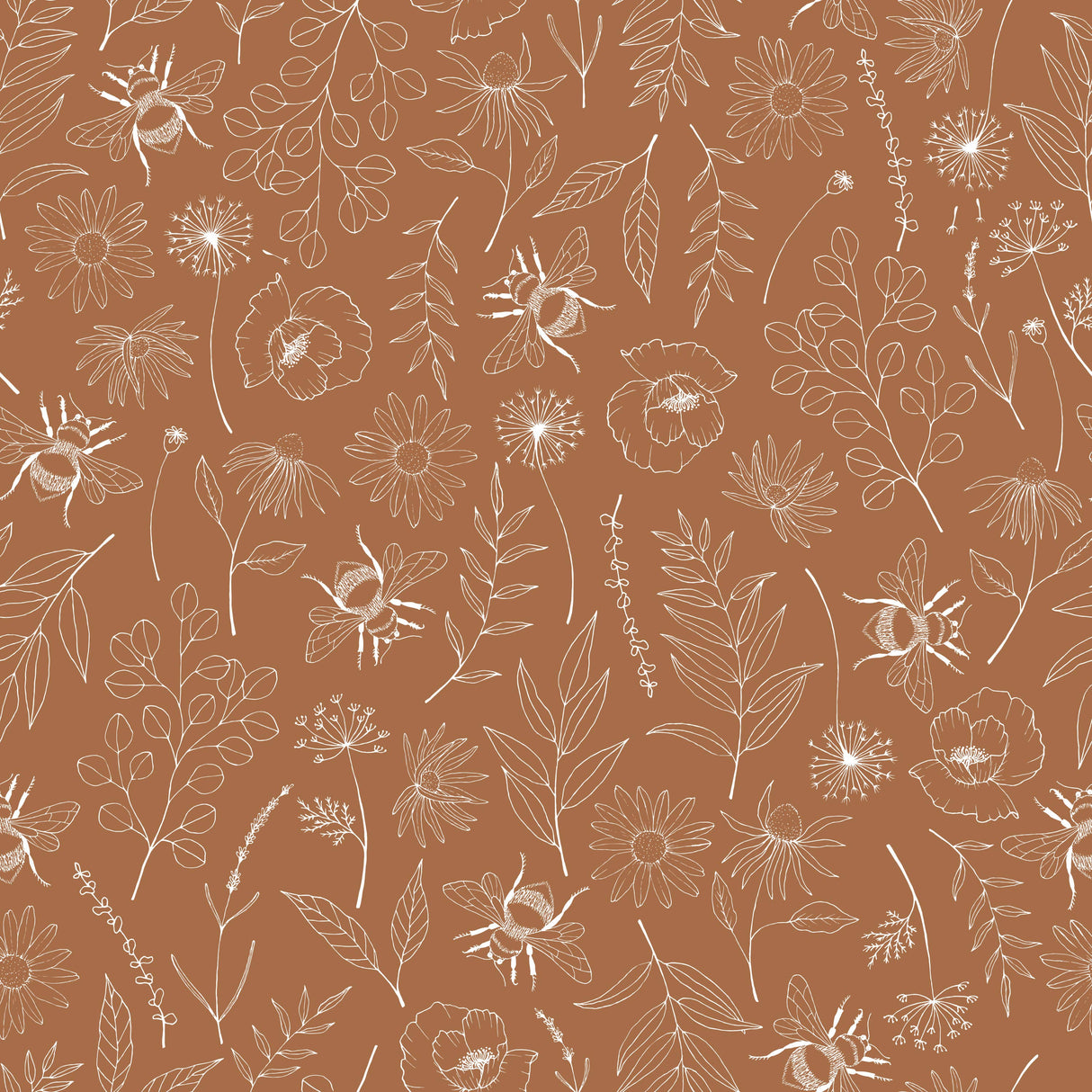 Bee and Wildflower Swaddle Blanket