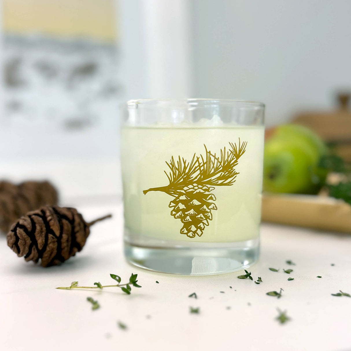Lowball Cocktail Glass: Pinecone & Sprig