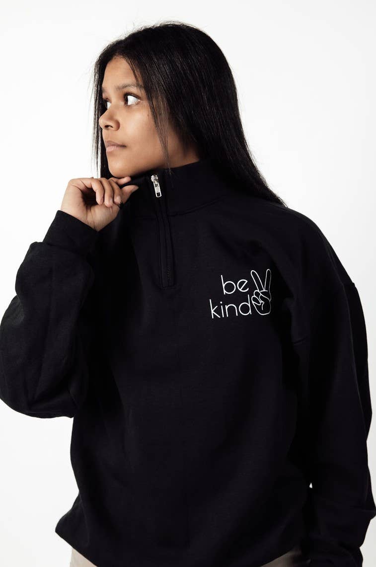 Be Kind Quarter Zip: Black