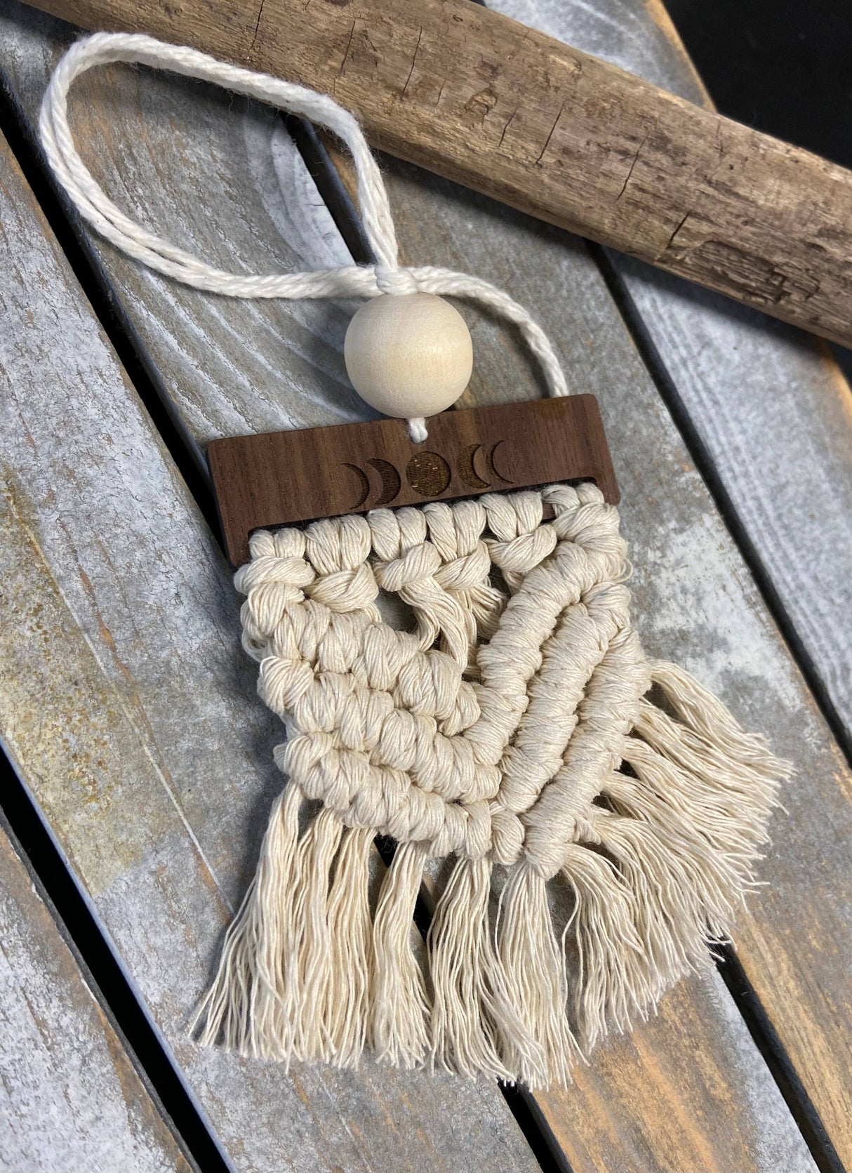 Moon phase Macrame Essential Oil Car Diffuser Charm