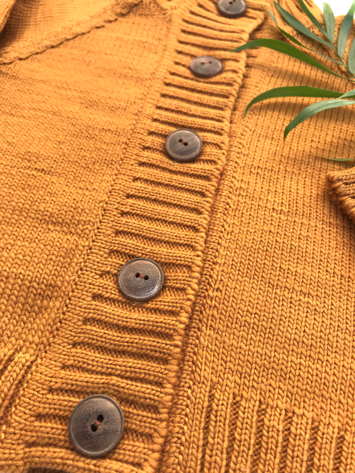 Golden Spruce Merino Wool Knit Cardigan