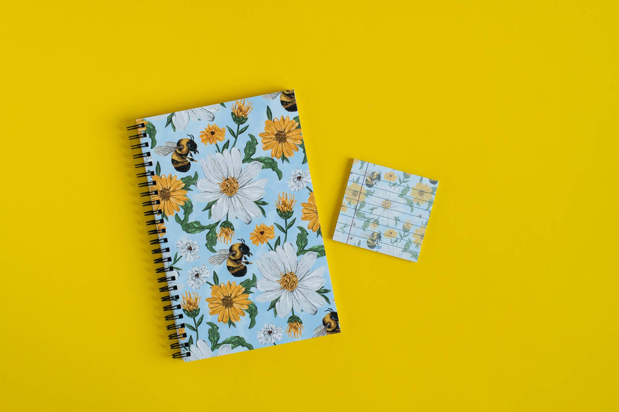 Blue Floral Honeybee Notebook