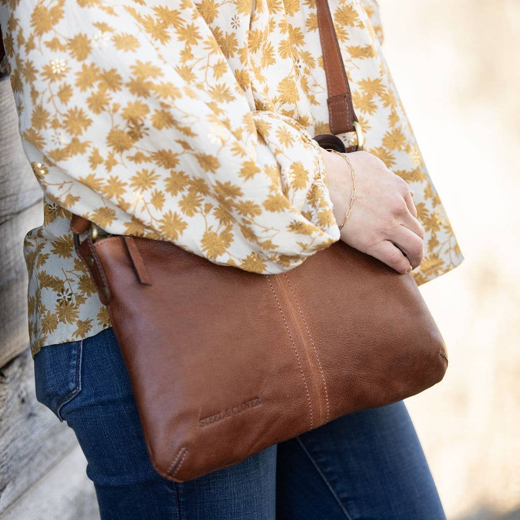 Clairmont Leather Crossbody Bag: Whiskey