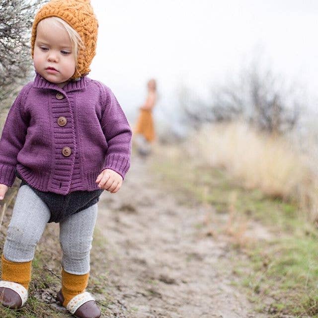 Plum Merino Wool Knit Cardigan