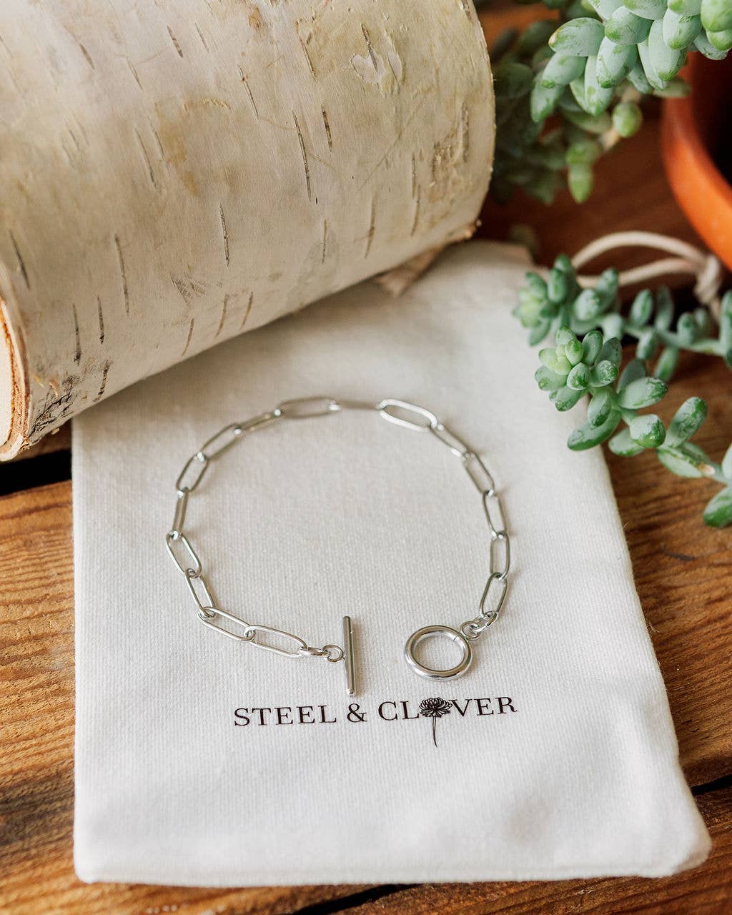 Louisa Paperclip Chain Bracelet: White or Yellow Gold