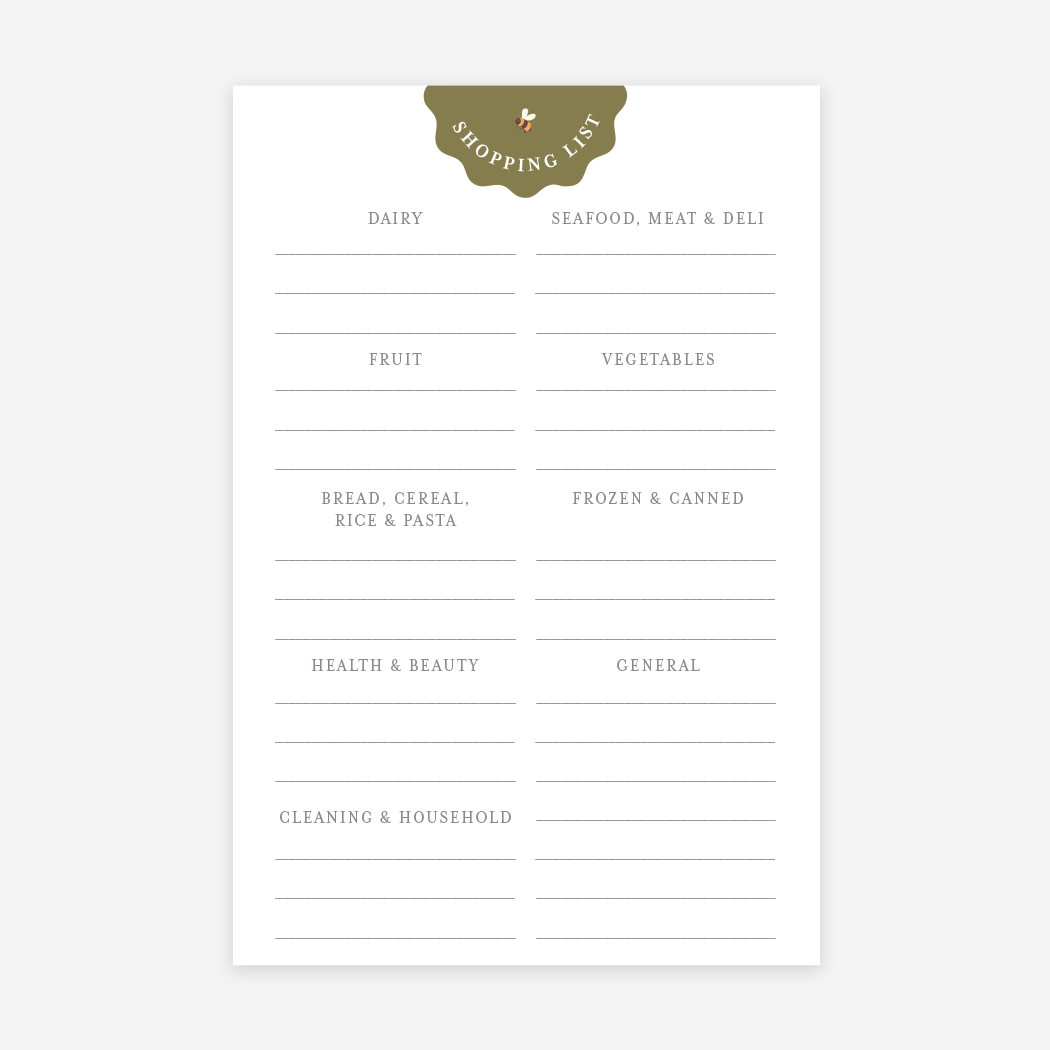 Shopping List Planner Notepad | Minimalist Groceries List