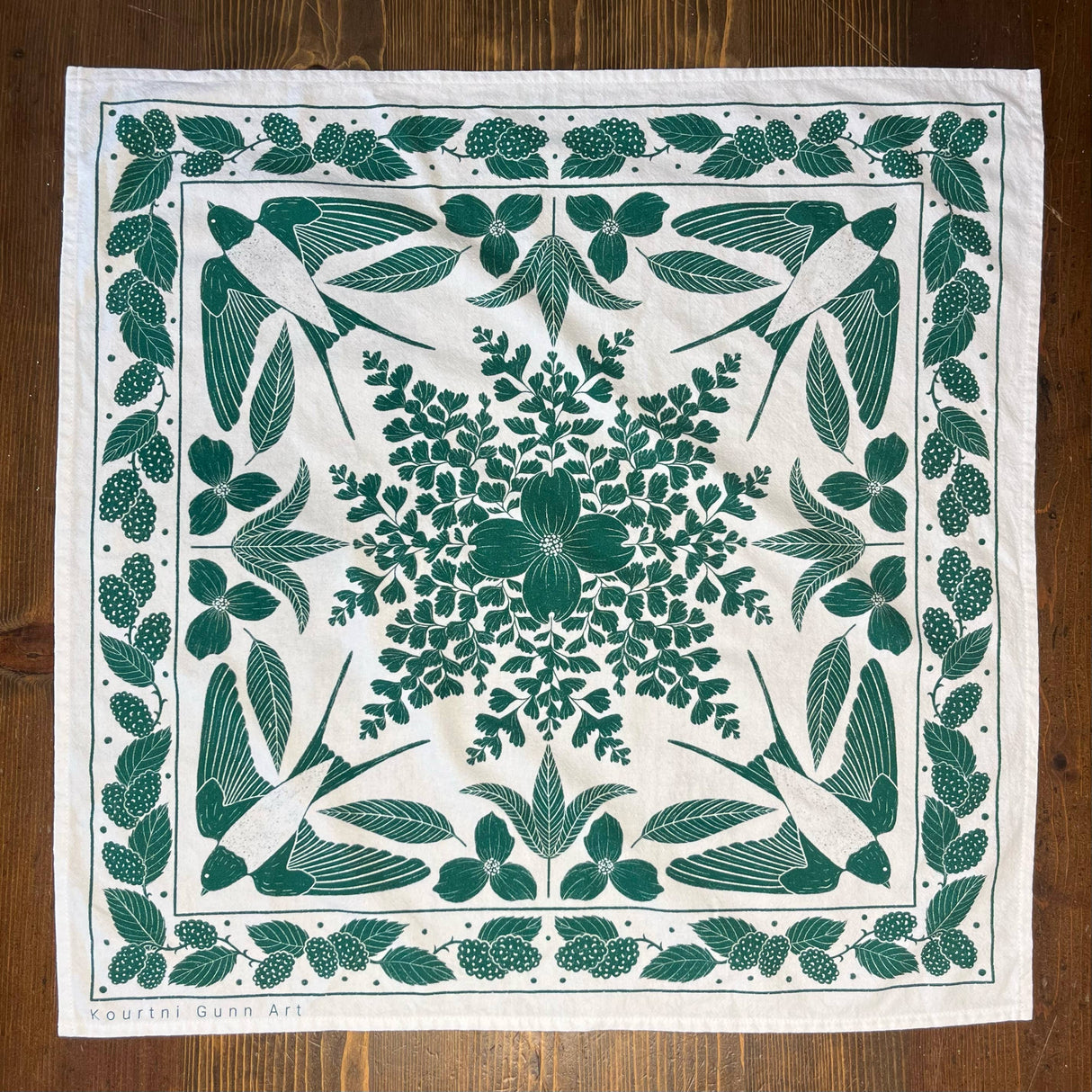 Green Bird Flour Sack Towel | Bird Tea Towel