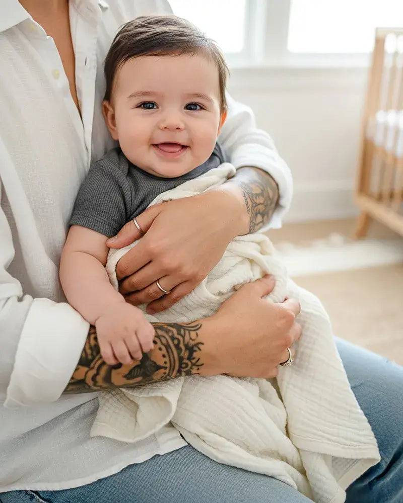 4 Layer Muslin Baby Blankets & Swaddle Blankets: Cream