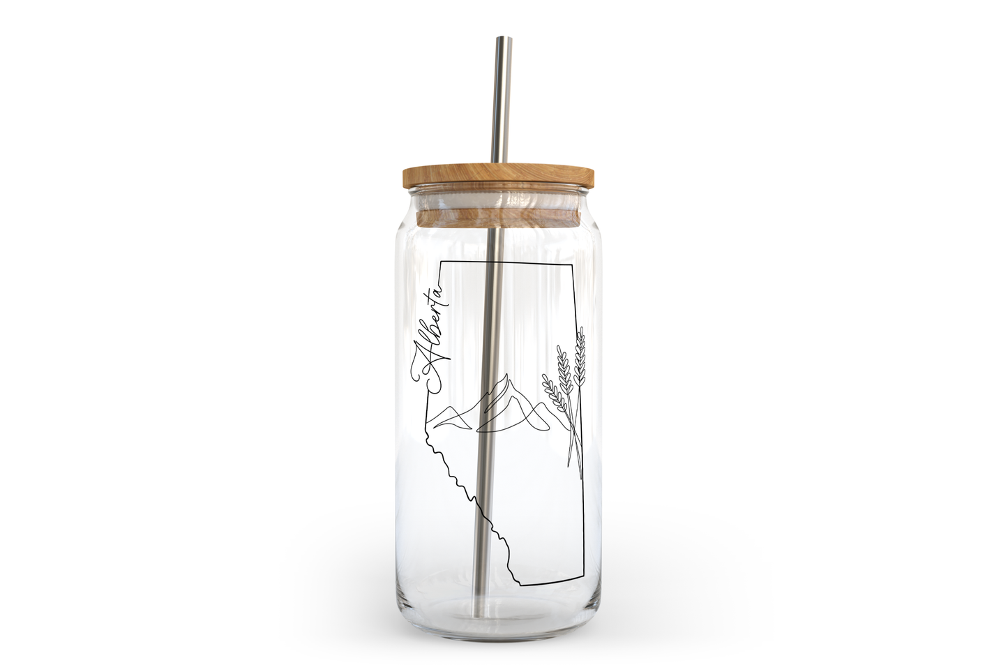 Alberta Line Art Glass Can with a Bamboo Lid