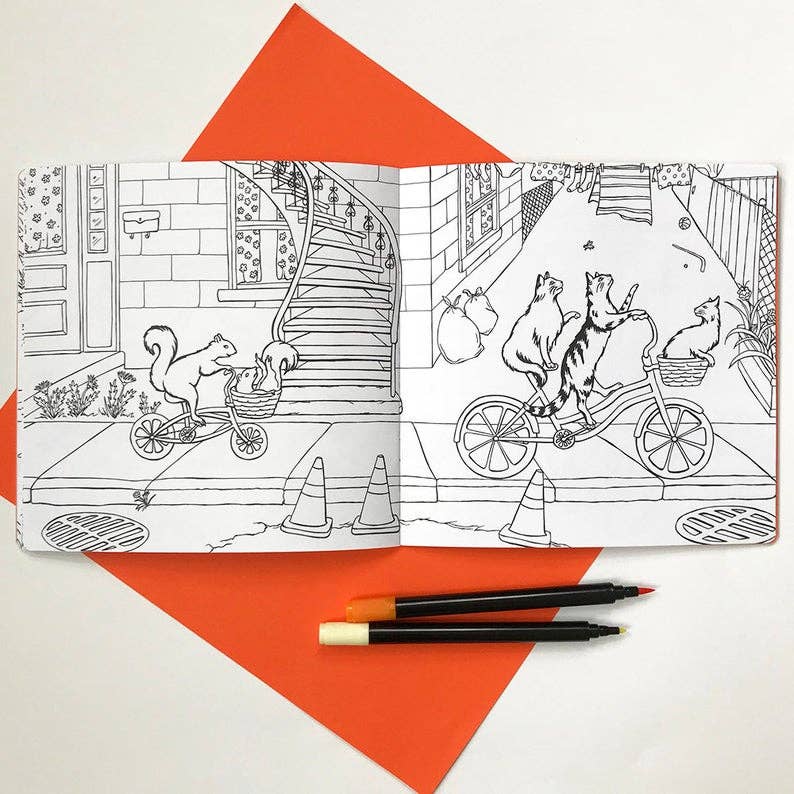 Animals on Bikes Coloring Book