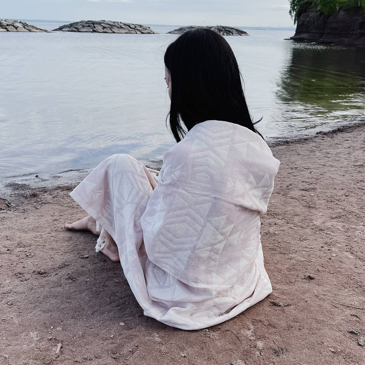 Oversized Turkish Towel: Cinnamon Jacquard