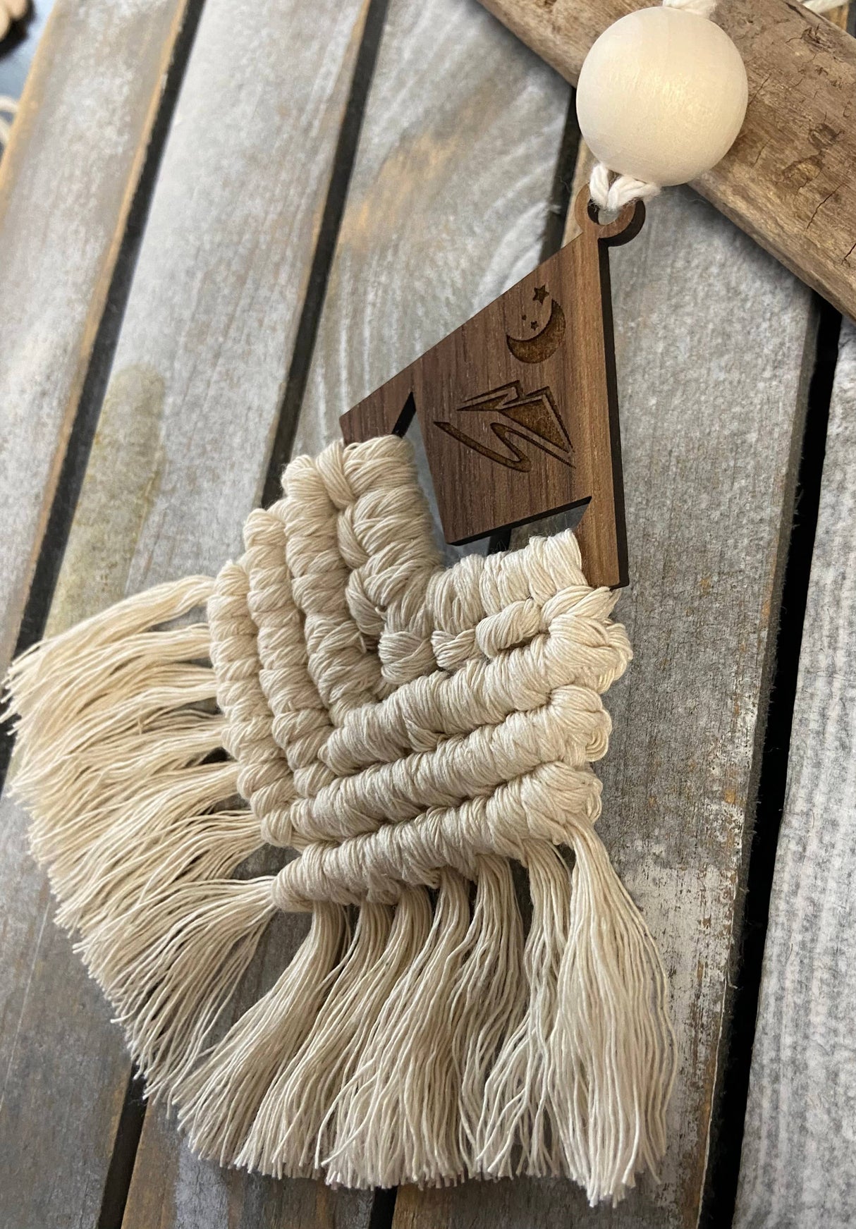 Moon and Mountains Macrame - Car Diffuser