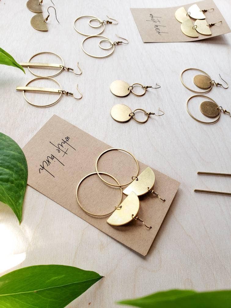 Brass Double Circle Earrings