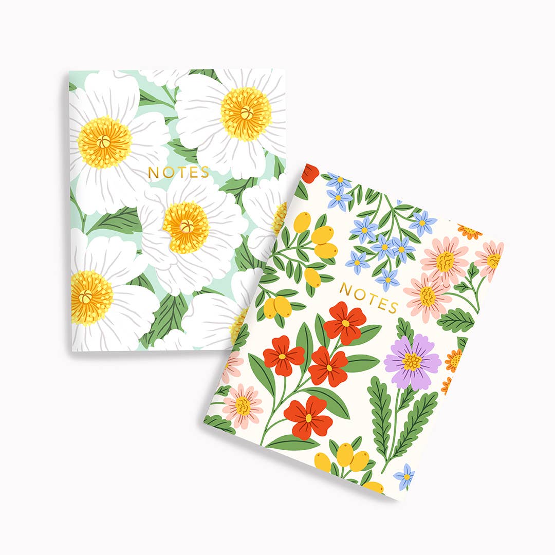 Loveliest Floral + Mint Peonies | Pocket Notebook Set