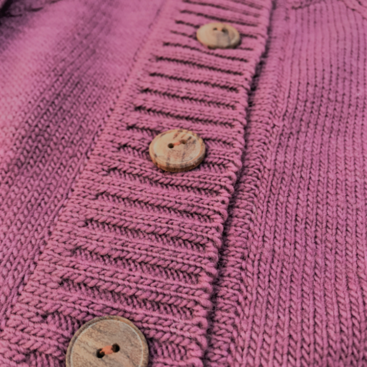 Plum Merino Wool Knit Cardigan