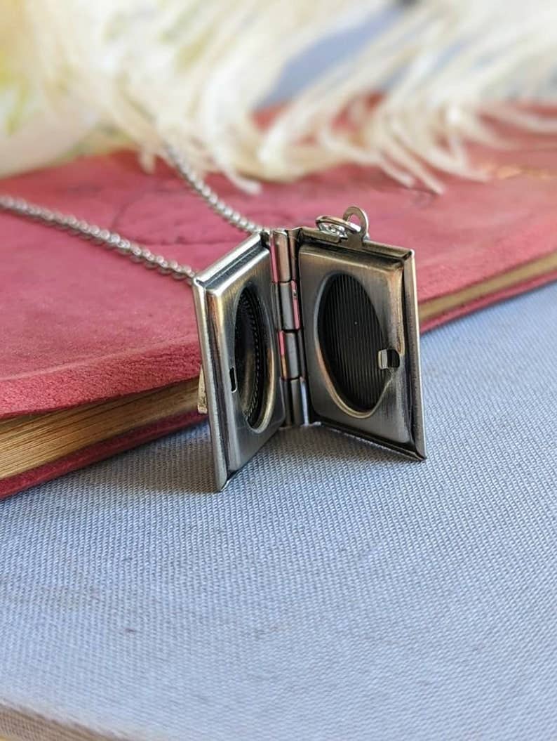 Silver Bee Book Locket Necklace