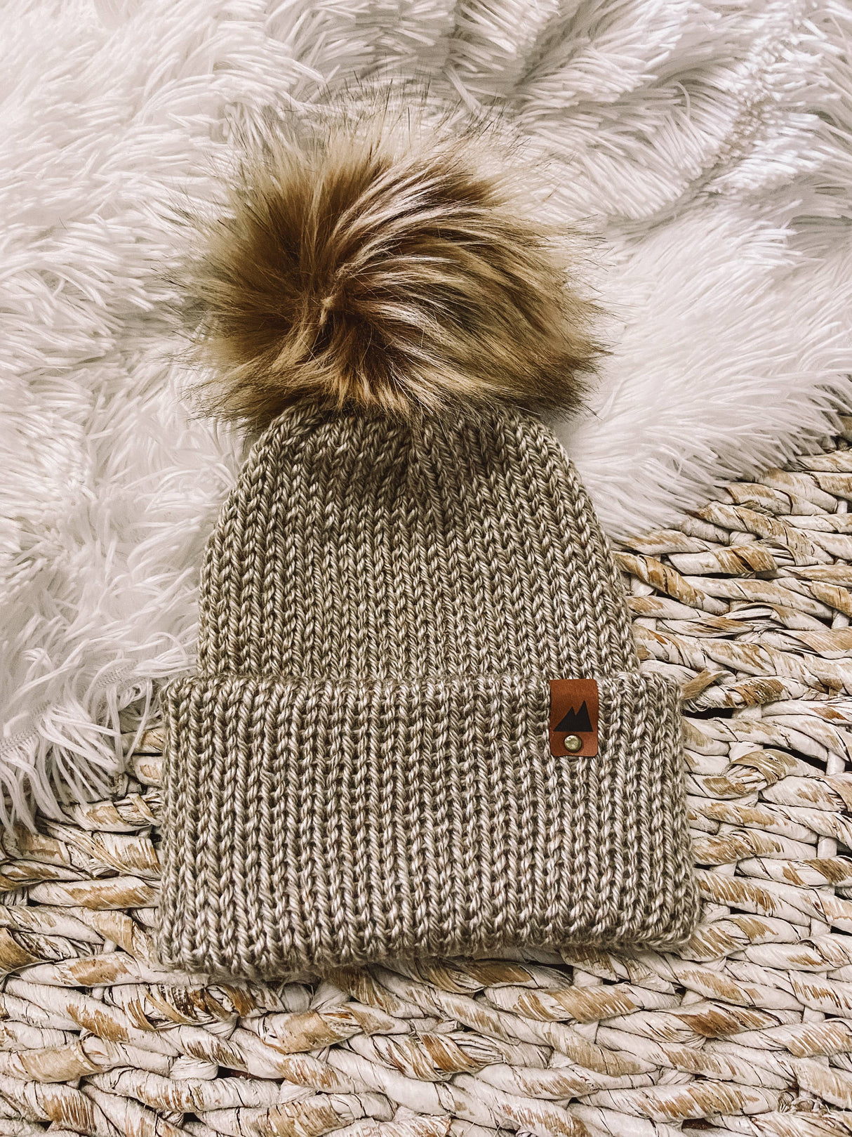 Knit Beanie Toque with Fur Pom Pom
