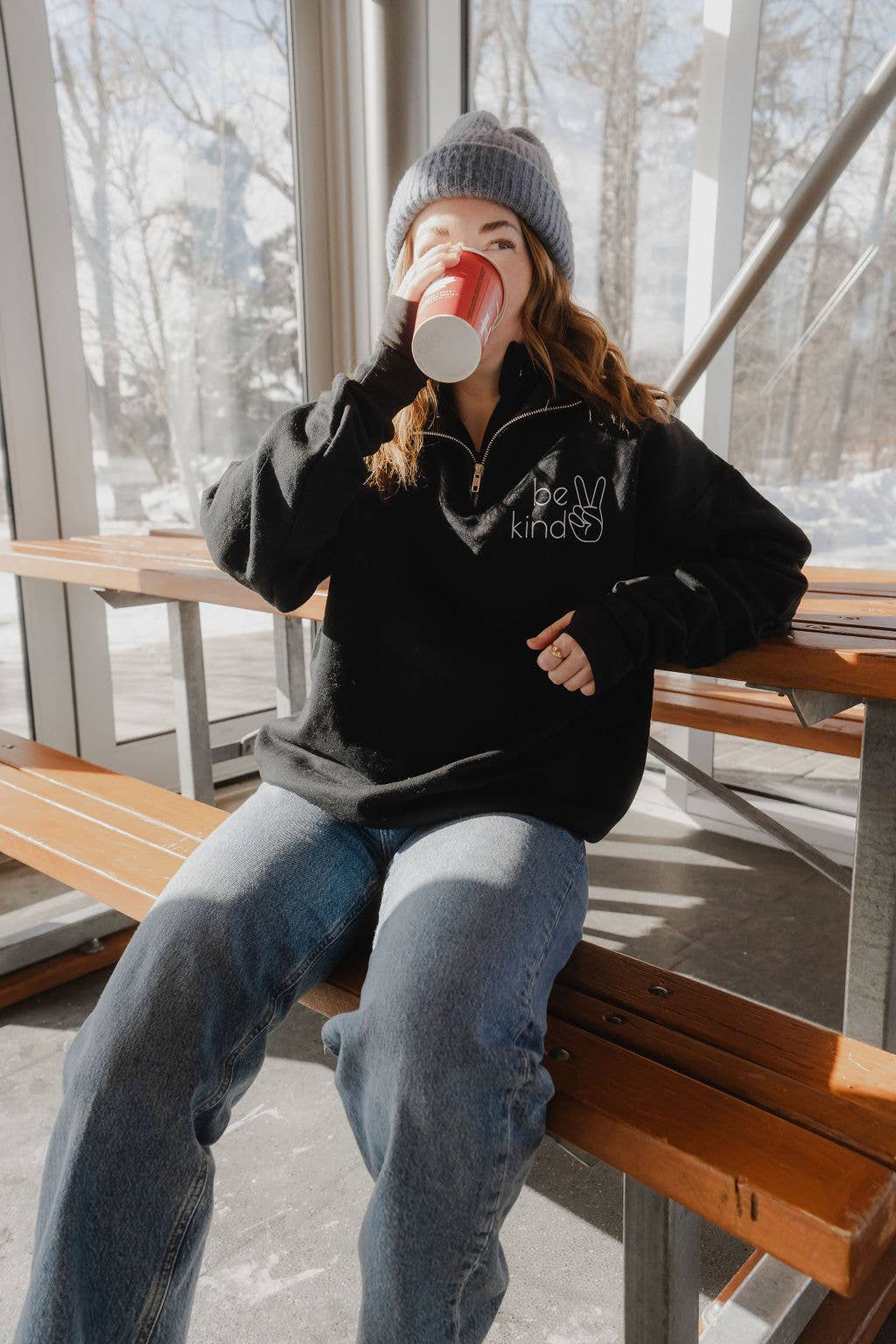 Be Kind Quarter Zip: Black