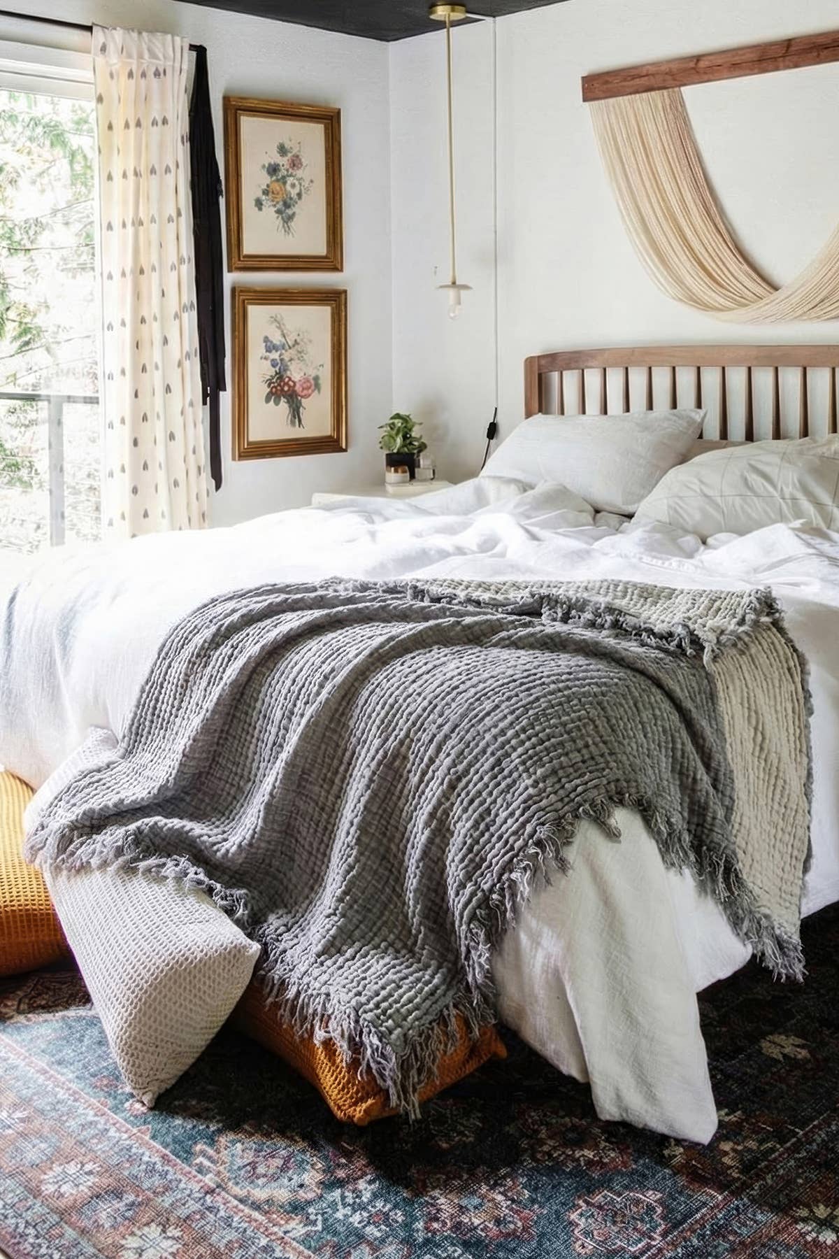 4 Layer Muslin Cotton Throw Blanket: Anthracite