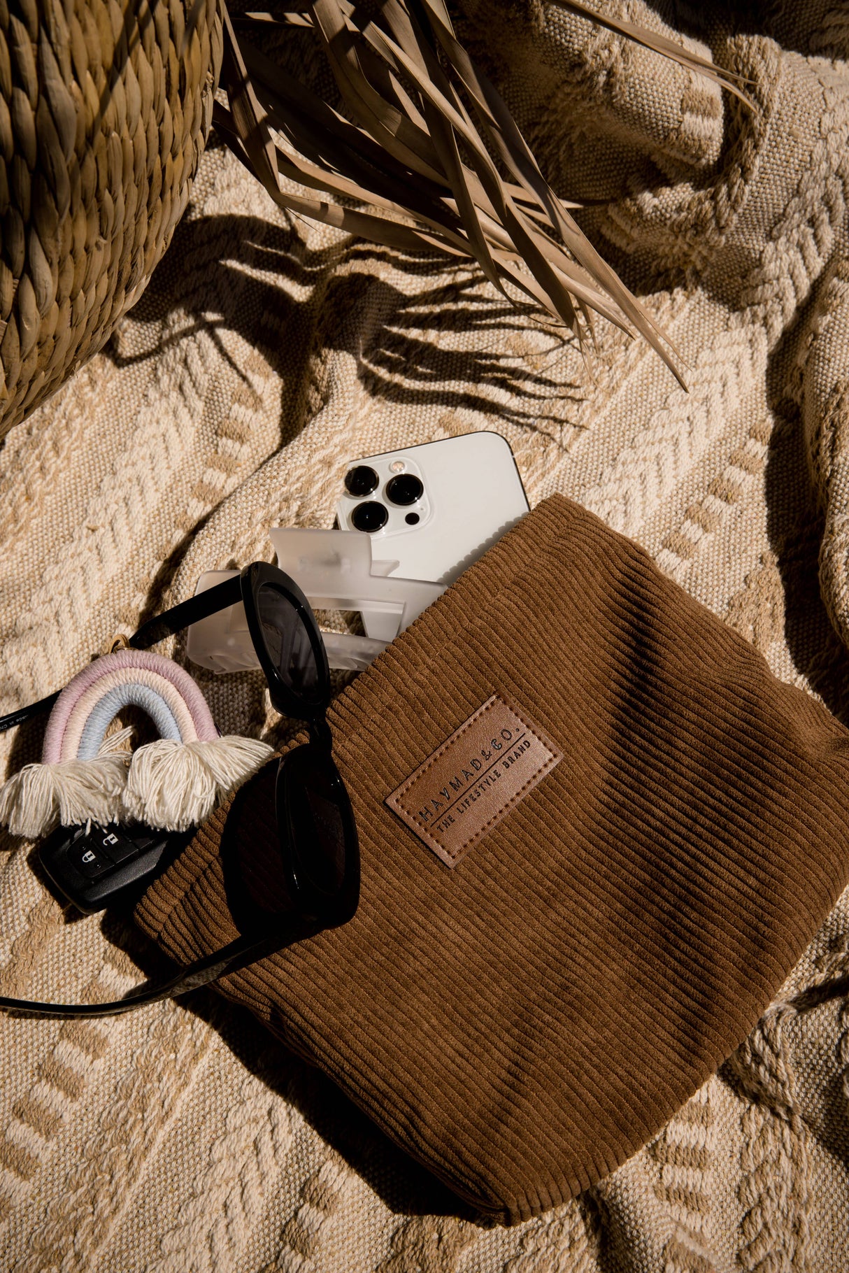 Corduroy Zipper Pouch: Black or Brown