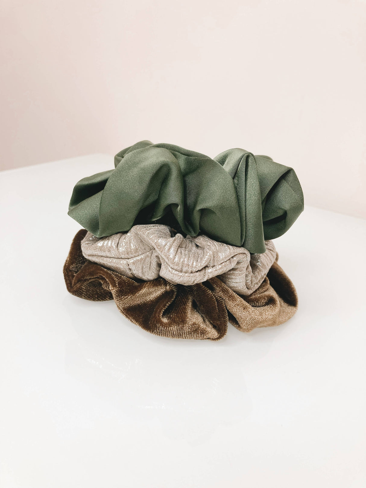 Hair Scrunchie Trio Green - Festive Collection