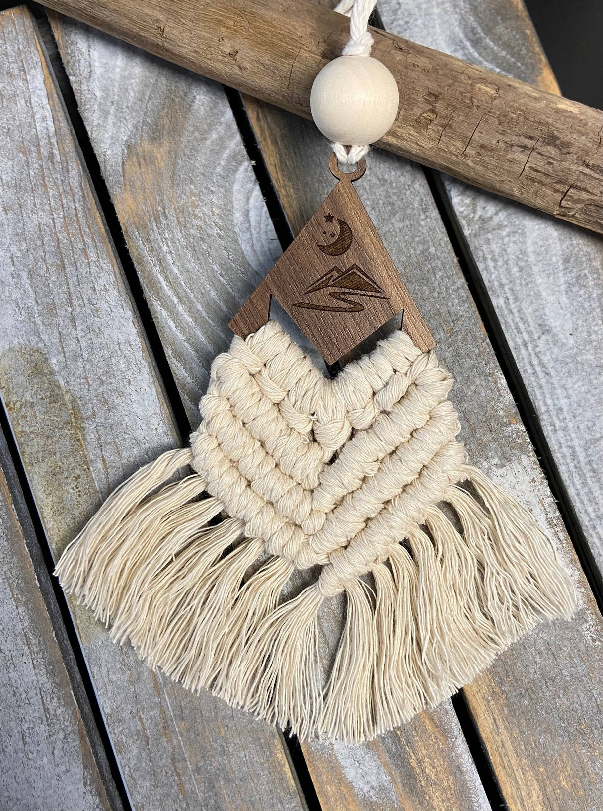 Moon and Mountains Macrame - Car Diffuser