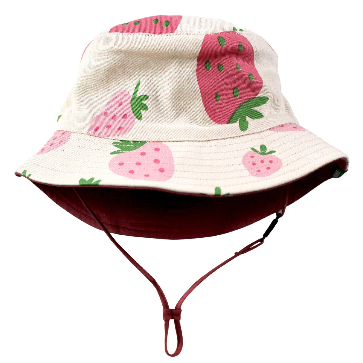 Reversible Organic Cotton Bucket Hats: Strawberries and Rose